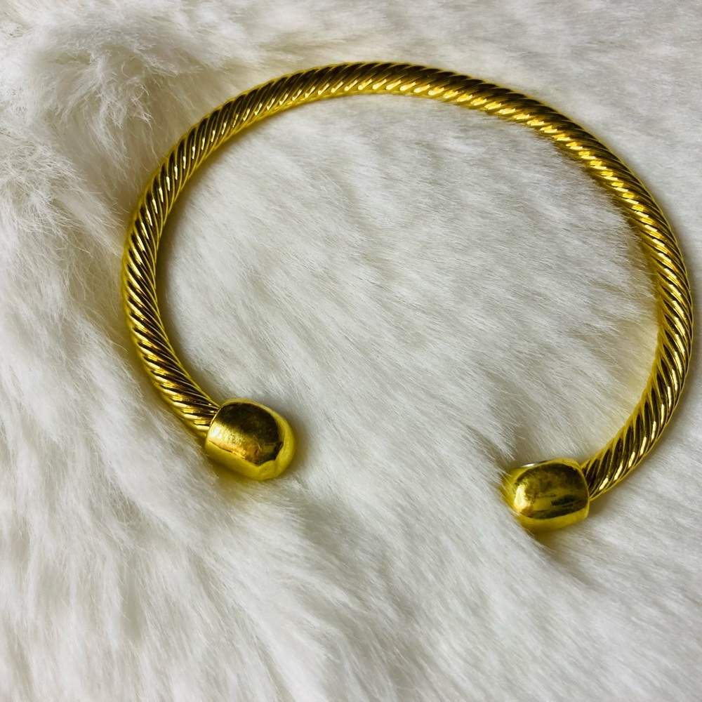 Gold-Tone Twisted Cable Open Cuff Bracelet - Women